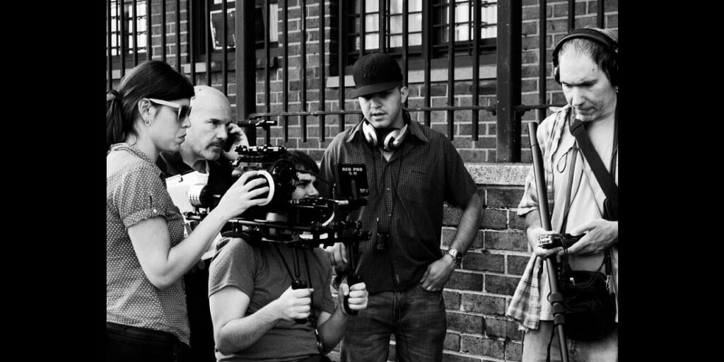 Film Crew on Set - BW