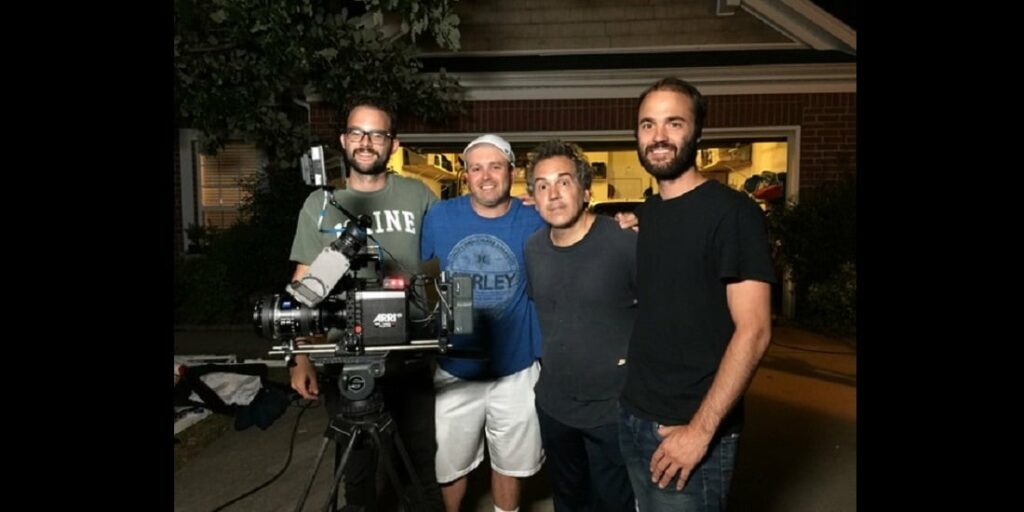 Documentary film crew on location