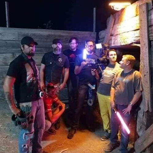 Film Connection student Aaronn Lepperman and crew of Into the Haunt