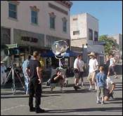 Film Connection mentor explaining set to students