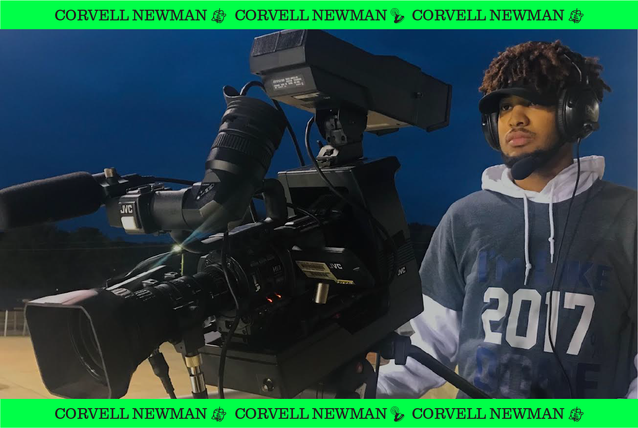 A header image of Corvell Newman operating a camera.