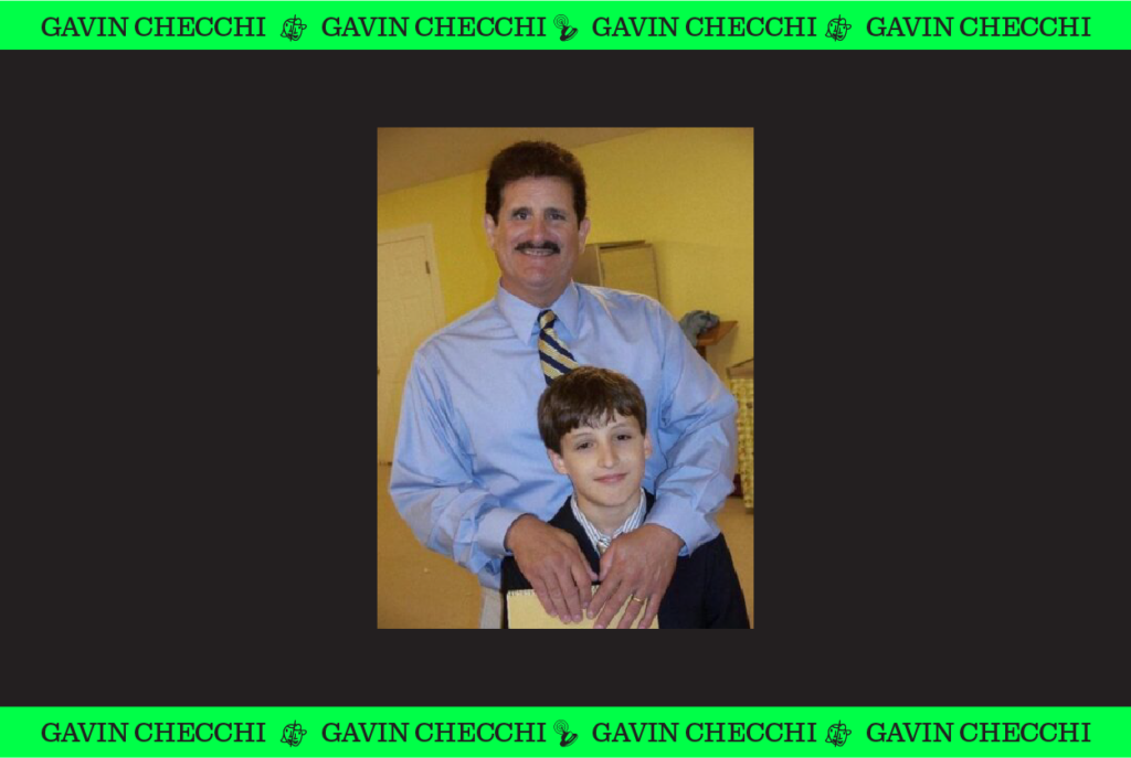 A family photo with a young Gavin Checchi and his father Bobby Checchi.